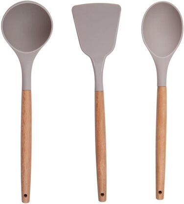 Набір кухонних аксесуарів Alpina Küchenhelfer 7 шт. з обертовим підставкою - кухонні інструменти, силікон, бежевий