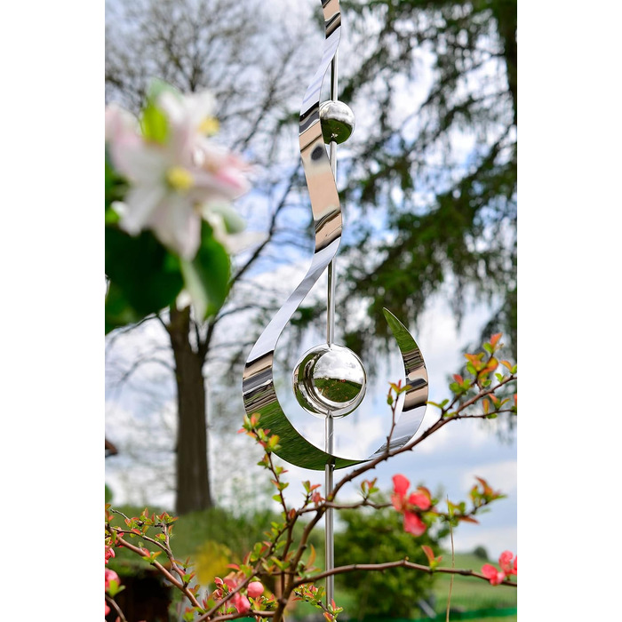 Kobolo Garden Stakes Drops, 160 cm, Silver, decorative stainless steel stake, weather-resistant & stable, stylish garden decoration for terrace, balcony & front yard