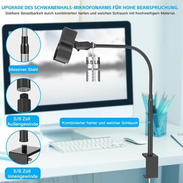 Кріплення для мікрофону Zealsound Hy20-19: регульований штатив-ластик з кріпленням, адаптер 3/8' - 5/8', для Blue Snowball, Ice, Spark, SoloCast