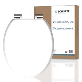 Сидіння для унітаза SCHÜTTE з мікроліфтом (м'яке закриття), біле, дерево MDF, витримує до 175 кг