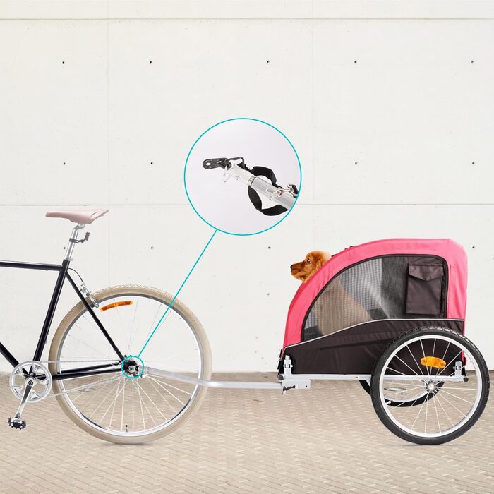Wuuhoo® Преміум амортизатор для собак Bello, велопричіп для собак 25-40 кг, складний та маневрений, велобудка з/без комплекту для джогінгу, включаючи з'єднувач причепа. Без комплекту для джогінгу