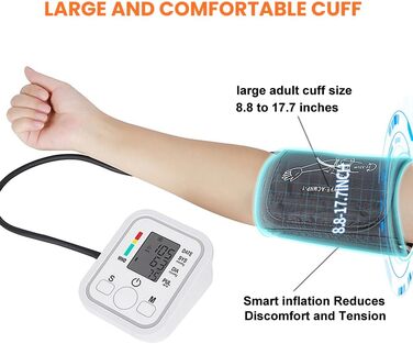 Тонометр на плече Oberarm з великою манжетою - цифровий тонометр USB-зарядний | Виявлення аритмії, 2x99 місця для зберігання даних для 2 користувачів | Ідеальний для домашнього використання