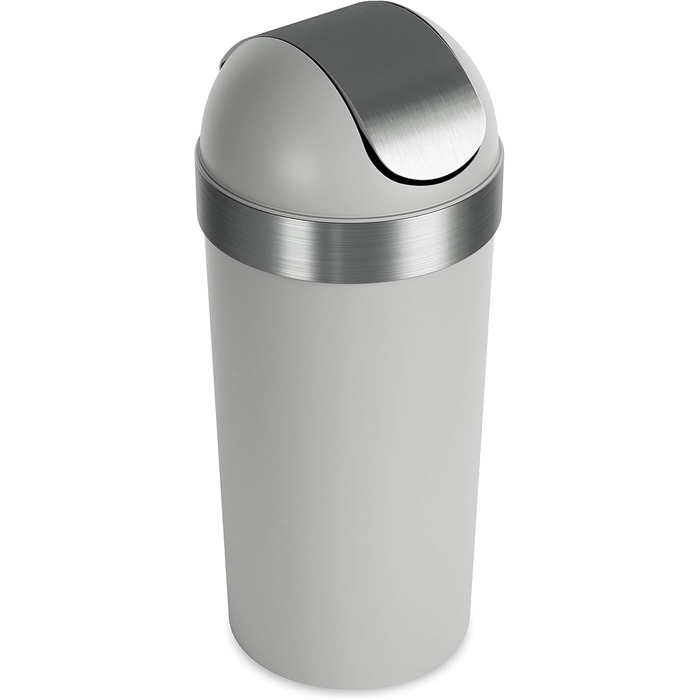 Сміттєве відро з кришкою-маятником Umbra Venti, 61 л, сіре – велике відро для дому, вулиці або комерційного використання, 89 см заввишки