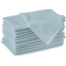 Encasa XO Cotton Fabric Napkins | Set of 12 | Size 43x43 cm | Solid Ice Blue | Machine Washable