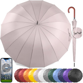 Royal Walk Automatic Travel Golf Umbrella - 54 inch / 137cm - Windproof, Waterproof, Large Size for 2 People - Classic Design with Wooden Handle - Unisex