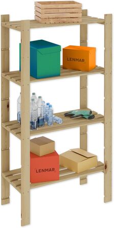 Дерев'яний стелаж Lenmar Serie B з сосни, світло-бежевий, 170x80x40 см, 5 полиць, книжкова полиця, офісний та домашній стелаж