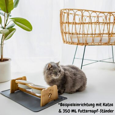 Преміум годівниця для собак/кішок Petzy Ceramic 1200 мл | Регульована висота, бамбукова станція, неслизька підставка, сіра