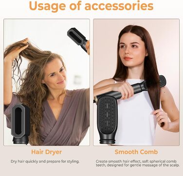 Фен-щітка 5-в-1 Airstyler Pro 1000W з регулюванням напрямку повітря, іонізація, для створення об'єму, локонів та укладки волосся (сірий)