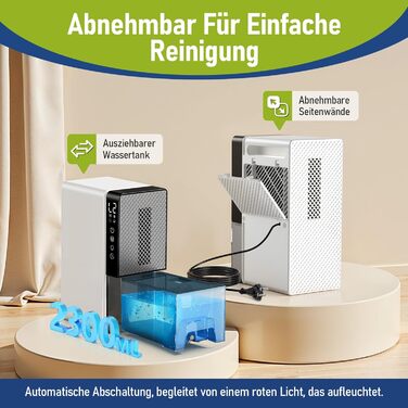 Електричний осушувач повітря 28dB, 2.3L, з фільтром, таймером, для дому та відпочинку