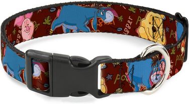 Нашийник Buckle-Down з пластиковим затискачем - Winnie The Pooh, ширина 2.5 см, розмір Medium, обхват шиї 28-43 см