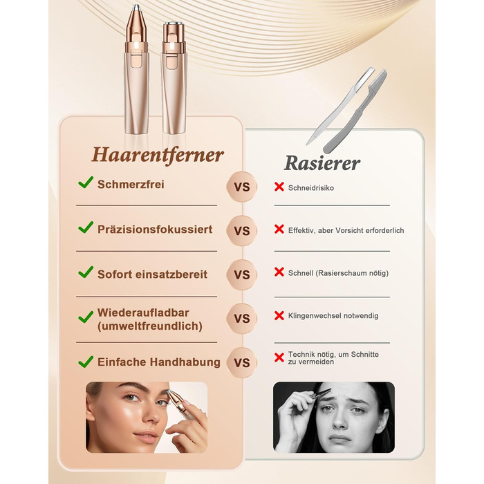 Електричний триммер для брів та обличчя для жінок 2-в-1: триммер для брів та обличчя, для видалення пушку на губах та обличчі