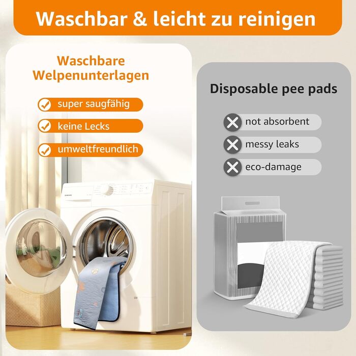 Багаторазові пелюшки для цуценят, 2 шт. - супер вбираючі пелюшки PIPI для собак, неслизькі тренувальні пелюшки для собак для диванів, вольєрів або автокрісел 76x81 см (2 шт.)