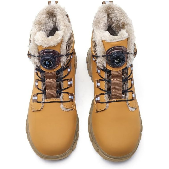 Зимові захисні черевики для чоловіків та жінок. Легкі, з поворотним замикачем, неслизькі, зі сталевим підноском, водонепроникні, теплі, з підкладкою, захисні черевики (38 EU, помаранчевий)