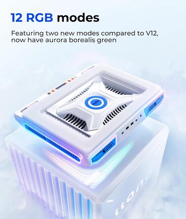 Підставка охолоджуюча для ноутбука RGB з вентилятором, 4 порти USB, регульовані ніжки, 13-17,3 дюйми
