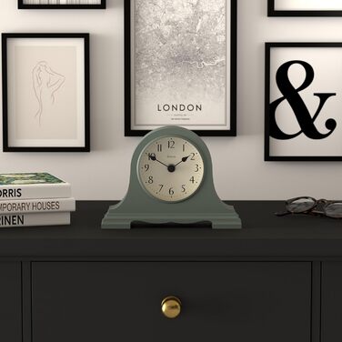 JONES CLOCKS® Speakeasy Desk Clock | Classic Napoleon Hat Design | | Contemporary classic style for desk, table, shelf or bedside table (Green)