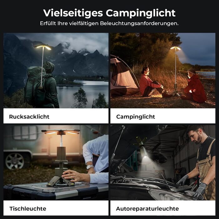 BougeRV Camping Lantern with 13400mAh, Rechargeable Camping Light, Adjustable Height and Angle, 6000LM, IPX5 Waterproof, Camping Lantern for Camping, Travel, Emergency