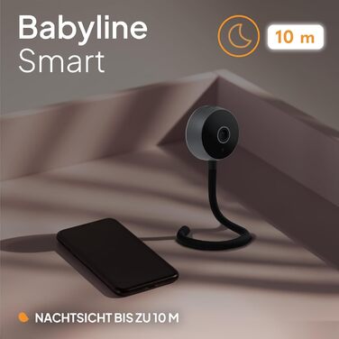 Дитячий відеомонітор Lionelo Care Babyline Smart Wi-Fi з камерою, датчиком руху та звуку, нічним баченням (чорний)