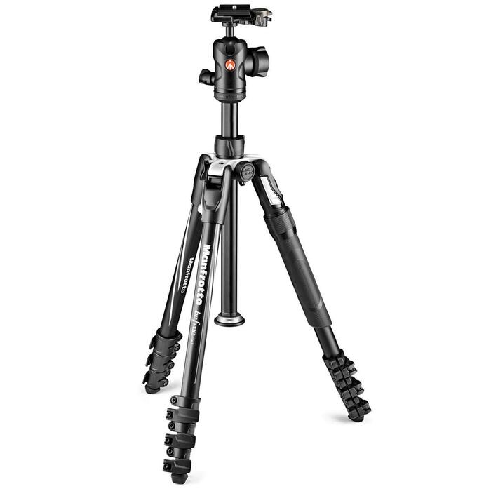 Компактний дорожній штатив Manfrotto Befree Advanced Aluminium з кулястою головкою та важелем блокування для DSLR та бездзеркальних камер, чорний (2-in-1 Twist)