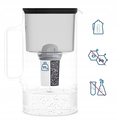 Скляний фільтр-кувшин Wessper D2 BOROSILICATE 3л, чорний + 6 фільтрів