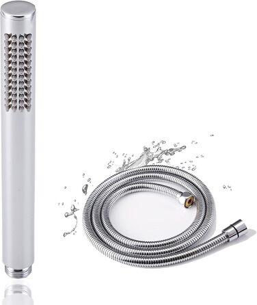 Showerhead with Hose 1.5m, High-Pressure Hand Shower with Hose, Brass Fixed Showerhead with Hose, Water-Saving Showerhead with Pressure Boosting for Higher Water Pressure, with 1 Spray Pattern