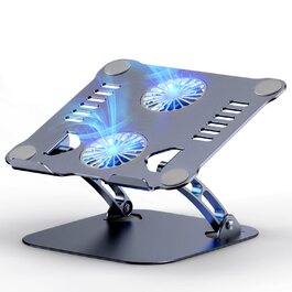 Підставка для ноутбука з регулюванням висоти та RGB вентилятором, складана з алюмінієвого сплаву, для MacBook, Laptop 10-17' (сіра)