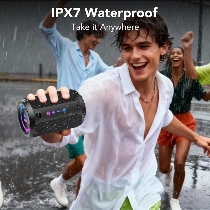Bluetooth колонка 15W, портативна, водонепроникна IPX7, з TWS стерео, 12 год автономії, чорна – для спорту, вечірок, подорожей