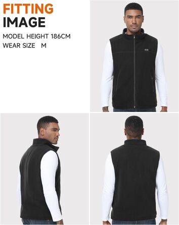 Обогреваемая жилетка LABCOOL для мужчин и женщин - жилетка з мікрофлісу з 6 зонами нагріву та 3 рівнями температури - USB-живлення з Powerbank 10000mAh - можна прати в пральній машині, чорний, розмір M