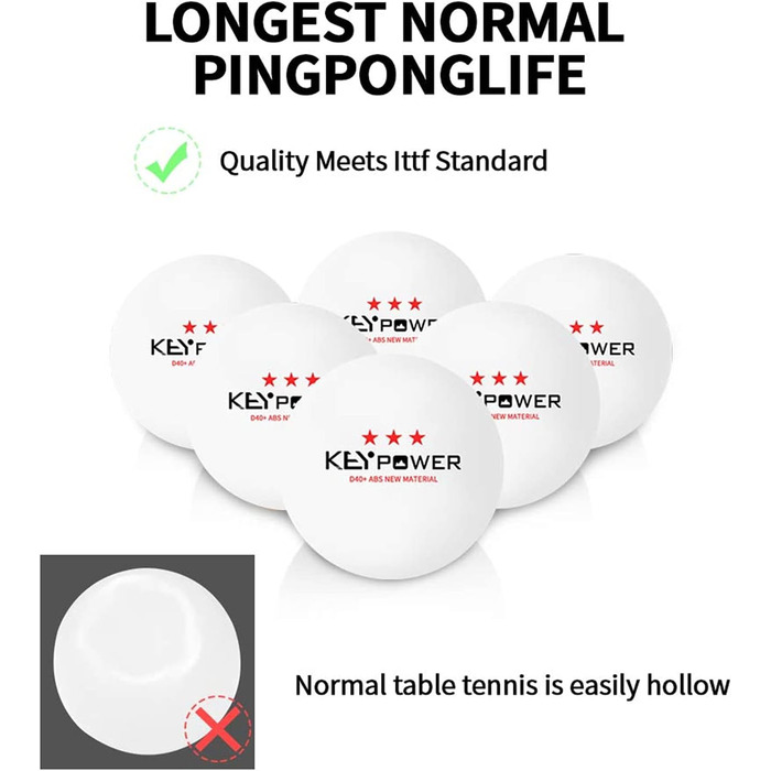 100PCS 3-Star Table Tennis Balls - Professional ABS Resin Ping Pong Balls for Training, Clubs, Adults & Kids