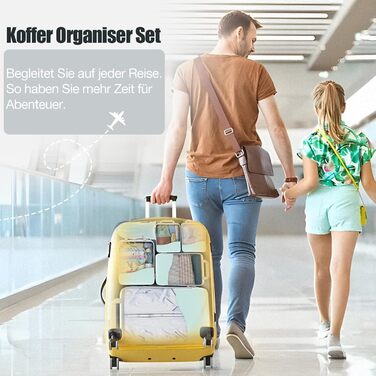 VnioLife Набори для пакування валізи: 8 шт. - Органайзер для подорожей, компресійні куби для валізи (Блакитний)