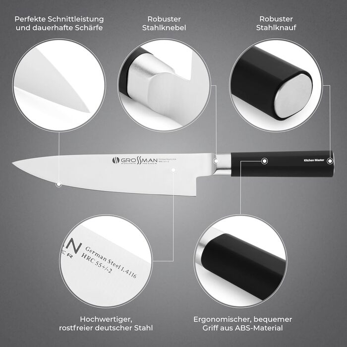 Ніж для суші Grossman 002SH: професійний кухонний ніж з нержавіючої сталі, 33 см, ергономічна ручка