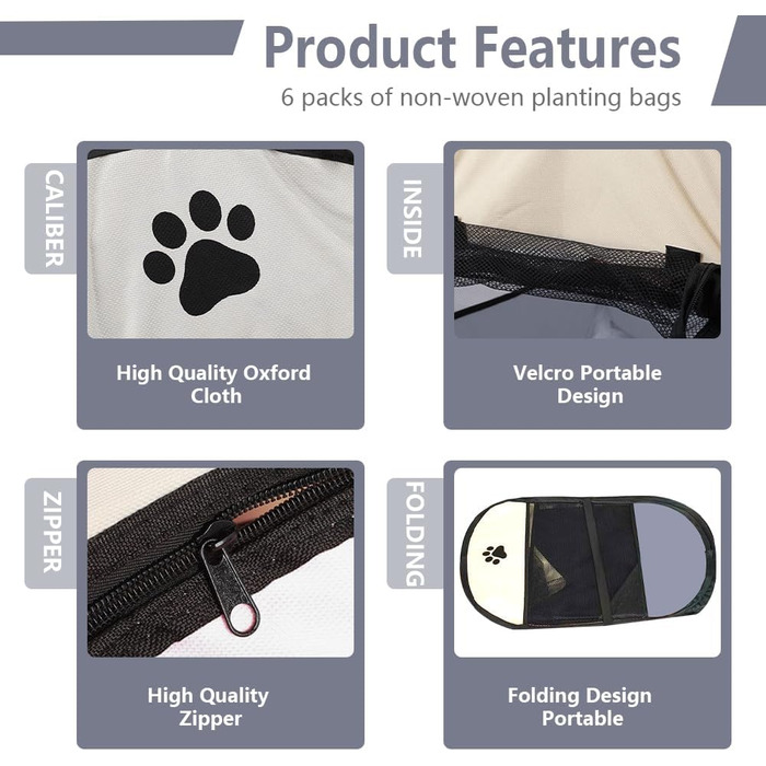 Змінний вольєр для цуценят, 73 x 73 x 43 см - вольєр для собак в приміщенні, портативний вольєр, вольєр для собак в квартиру, вольєр для собак, кроликів, котів, для дому, на вулицю, у подорожі, кемпінг