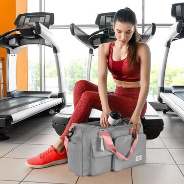 Спортивна сумка Flintronic 35L: водонепроникна дорожня сумка-валіза для подорожей, вихідних та спорту (з бізнес-ідентифікатором) - синій (#4 сірий & рожевий)