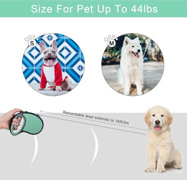 Висувна повідка для собак, 5 м, для собак маленьких та середніх порід (до 25 кг), антизаплутування, міцний нейлоновий трос (рожево-білі крапки), колір: зелений