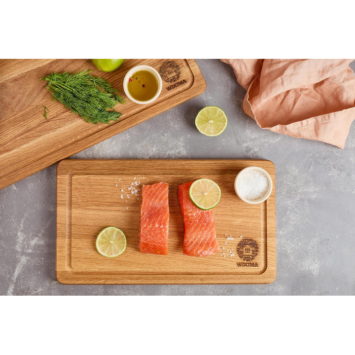 WDOMA Cutting Board Set - Oak Wood - 2-Piece Set - 40x25 / 35x20 - XL/L Cutting Boards - Wood Board for Kitchen - Cutting Board Wood - Wooden Cutting Board - Kitchen Wood Board