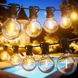 LED ліхтарна гірлянда для вулиці, диммер, 30м, 60 лампочок G40, таймер, IP44, вологостійка, для балкона, саду, вечірки, тераси