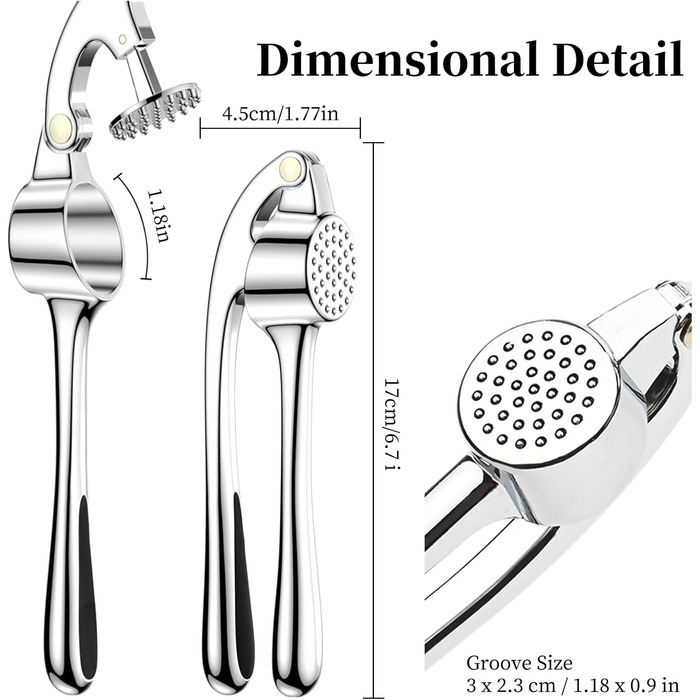 Прес для часнику з нержавіючої сталі, зручний у використанні, легко миється, кухонний аксесуар