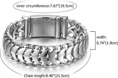 Чоловічий браслет-ланцюг у готичному стилі JewelryWe для байкерів з нержавіючої сталі, сріблястий колір