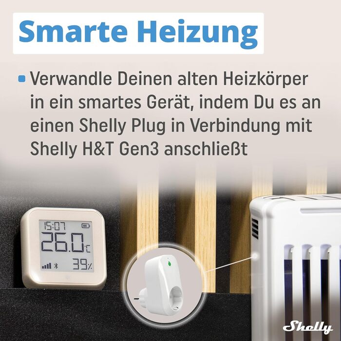 Shelly H&T Gen3 Ivory | Wi-Fi Smart Temperature and Humidity Sensor | Remote Control | Smart Scenes | Notifications | Data Logging | No Hub Required | Alexa & Google Home