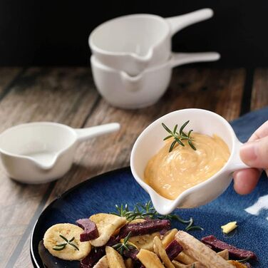 Cabilock 2Pcs Ceramic Sauce Boat Sauce Jug Sauce Bowl Dipping Bowl Porcelain Appetizer Dessert Plate for Salad Soy Tomato Sauce