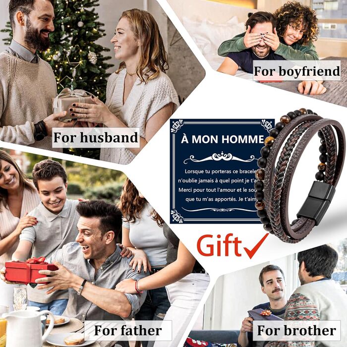 Чоловічий шкіряний браслет: стильний аксесуар для чоловіків, ідеальний подарунок тата, дідуся на день народження