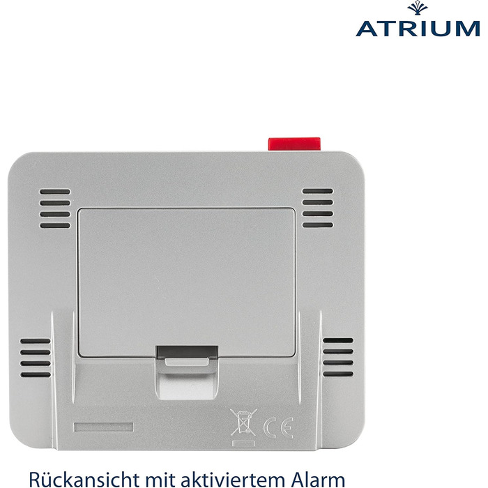 Atrium Funk-Wecker digital Silber with sensor-controlled night light, top-side snooze button, date and temperature display A760-19