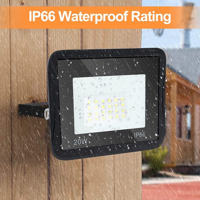 IKODM Outdoor Flood Lights, 5-Pack 30W LED Floodlights, 3000K Warm White Outdoor Floodlights, Waterproof Super Bright 2250LM Construction Lights for Outdoor Yard Garden Garage Sports Field (6000k Cool White, 20W LED Spotlights)