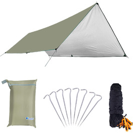 Тент Azarxis для гамака з захистом від сонця UPF 50+, водонепроникний, легкий, хакі, 3м x 4м