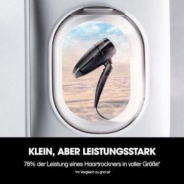 Фен для подорожей ghd Flight+ – Чорний, складаний, потужний, з чохлом, подвійне напруження (120V/240V), для всіх типів волосся. Нова модель