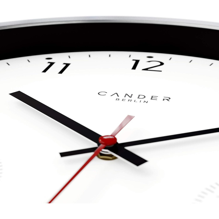 Cander Berlin MNU 3330 White Wireless Wall Clock with Temperature and Humidity Display, 12 inches (Ø) 30.5 cm