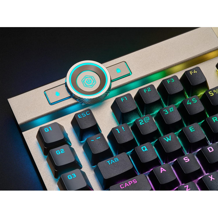 Механічна ігрова клавіатура Corsair K100 RGB Midnight Gold з перемикачами Cherry MX Low Profile, Bluetooth, сумісна з iCUE, QWERTZ DE, чорна