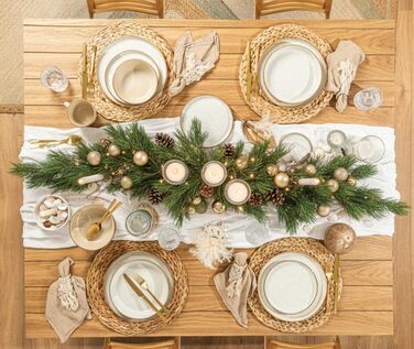 Набір посуду SÄNGER Rio Creme 30 предметів: тарілки, чашки, миски, для 6 осіб, з кераміки, стійкий до подряпин, підходить для миття в посудомийній машині та використання в мікрохвильовій печі