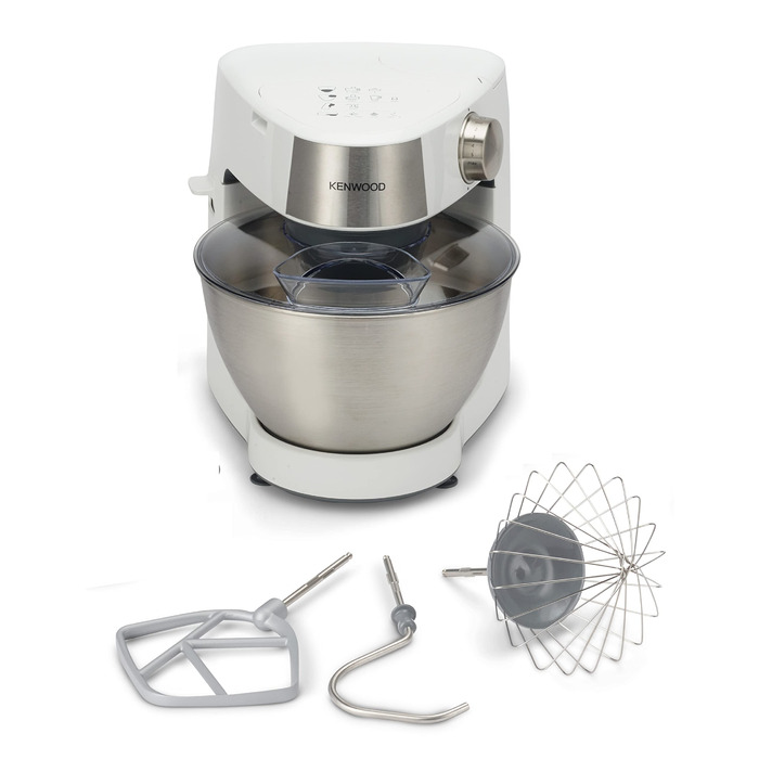 Кухонна машина Kenwood Prospero+ KHC29.A0SI, 1000 Вт, чаша зі сталі 4,3 л, з вінчиком, К-міксером, гаком для тіста та захисним екраном, біла