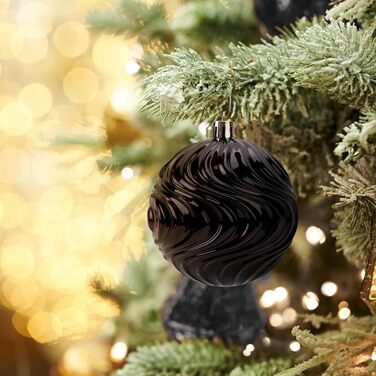 40 шт. прозорих новорічних кулі з кришкою, 6 см, прикраси для ялинки, вікна, інтер'єру та екстер'єру, чорний + золотий (різні дизайни)