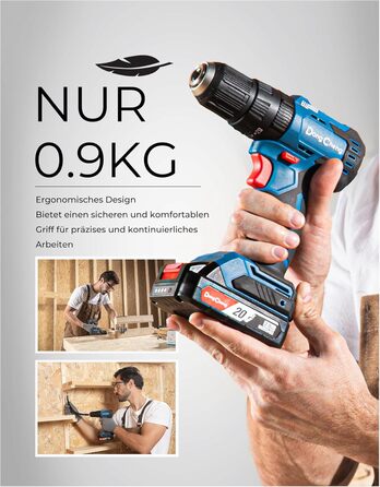 Акумуляторний ударний дриль-шуруповерт DongCheng 18V 50Nm, безщітковий, комплект 19 шт.